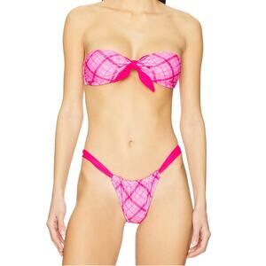 VDM Reversible Pink Plaid Bikini Set Size S